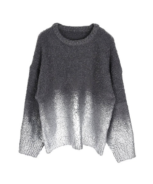 :ETHROF(イーサオブ)の「METALLIC PRINT LOOP YARN KNIT(ニット/セーター・レディース・チャコール/グレー/アイボリー・MEDIUM)」の9枚目の写真