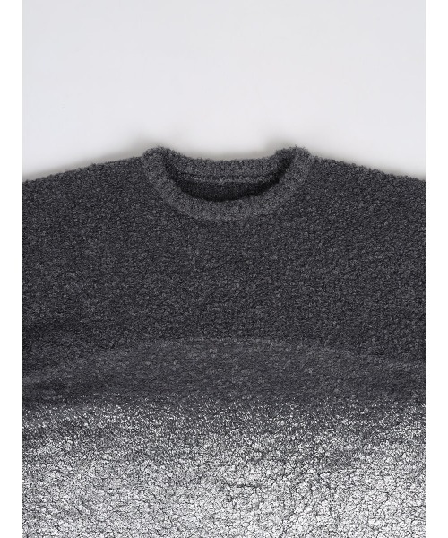:ETHROF(イーサオブ)の「METALLIC PRINT LOOP YARN KNIT(ニット/セーター・レディース・チャコール/グレー/アイボリー・MEDIUM)」の8枚目の写真