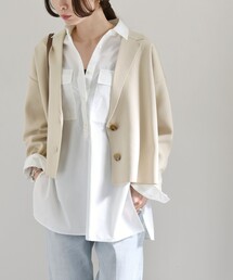 quaranciel ベージュ テーラードジャケット SHIPS｜quaranciel:<洗濯機可能>ジャージー テーラード ダブル