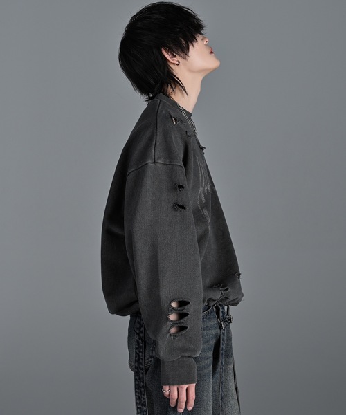 ADRER（アドラー）の「heavy weight damage logo draw code sweat / ヘビーウェイトダメージロゴドローコードスウェット（スウェット・メンズ・グレー系1/グレー系2/グレー系3/ブラウン系1・L/M/S/XS）」の17枚目の写真