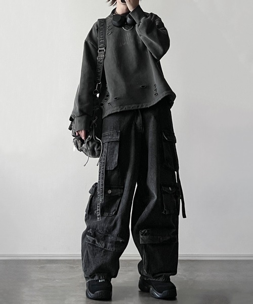 ADRER（アドラー）の「heavy weight damage logo draw code sweat / ヘビーウェイトダメージロゴドローコードスウェット（スウェット・メンズ・グレー系1/グレー系2/グレー系3/ブラウン系1・L/M/S/XS）」の22枚目の写真