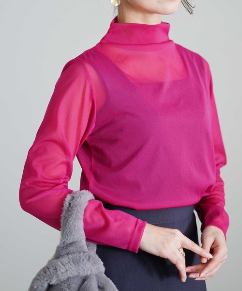 Sawa a la mode（サワアラモード）の「シアーインナートップス（Tシャツ/カットソー・レディース・ブラック/ピンク・M-L）」の2枚目の写真