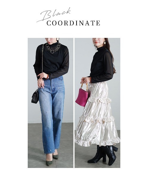 Sawa a la mode（サワアラモード）の「シアーインナートップス（Tシャツ/カットソー・レディース・ブラック/ピンク・M-L）」の12枚目の写真