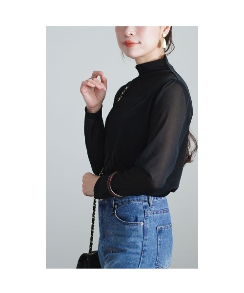 Sawa a la mode（サワアラモード）の「シアーインナートップス（Tシャツ/カットソー・レディース・ブラック/ピンク・M-L）」の4枚目の写真