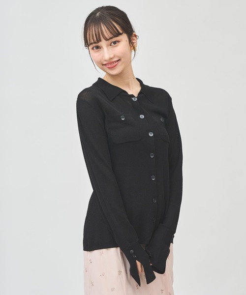 31 Sons de mode（トランテアン　ソン　ドゥ　モード）の「シアーポロニット（ニット/セーター・レディース・ブラック/グリーン/オフホワイト・フリー）」の20枚目の写真