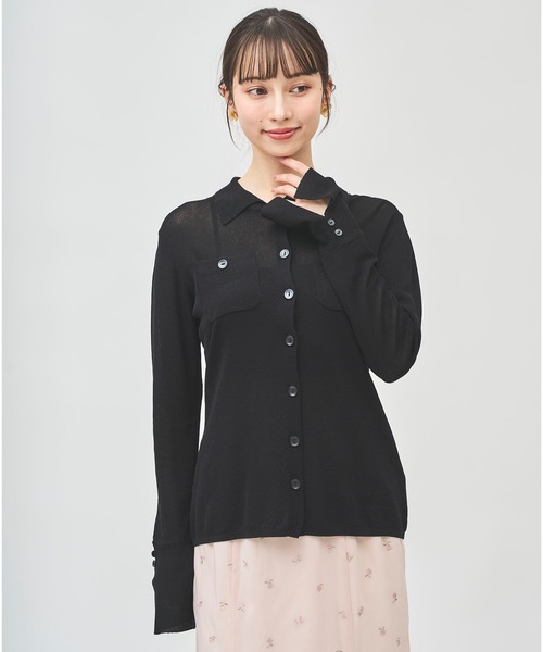 31 Sons de mode（トランテアン　ソン　ドゥ　モード）の「シアーポロニット（ニット/セーター・レディース・ブラック/グリーン/オフホワイト・フリー）」の19枚目の写真