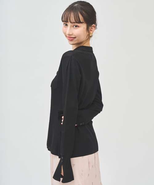 31 Sons de mode（トランテアン　ソン　ドゥ　モード）の「シアーポロニット（ニット/セーター・レディース・ブラック/グリーン/オフホワイト・フリー）」の21枚目の写真