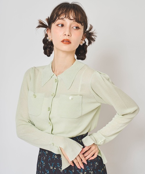 31 Sons de mode（トランテアン　ソン　ドゥ　モード）の「シアーポロニット（ニット/セーター・レディース・ブラック/グリーン/オフホワイト・フリー）」の22枚目の写真