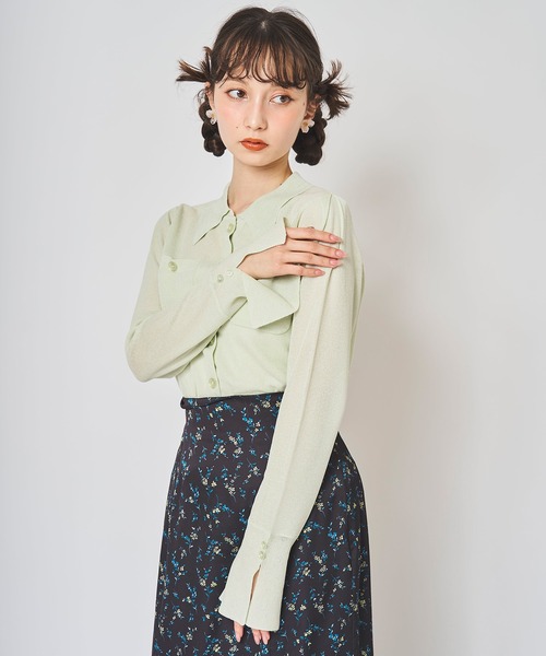 31 Sons de mode（トランテアン　ソン　ドゥ　モード）の「シアーポロニット（ニット/セーター・レディース・ブラック/グリーン/オフホワイト・フリー）」の10枚目の写真