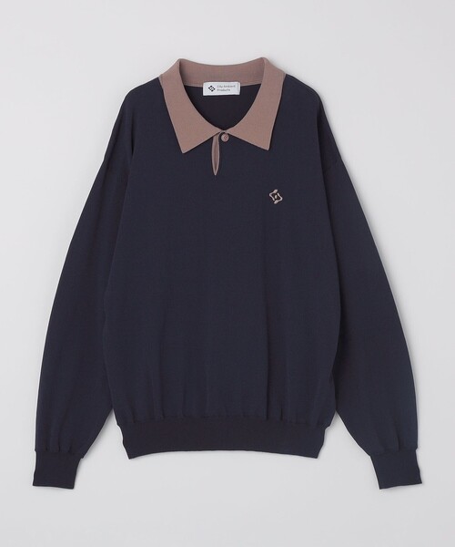 City Ambient Products（シティアンビエントプロダクツ）の「City Ambient Products:〈手洗い可能〉14ゲージ レーヨン ナイロン ワンポイント ニットポロ（ニット/セーター・メンズ・ブラウン/ホワイト/サックスブルー/ネイビー・LARGE/MEDIUM/SMALL）」の4枚目の写真