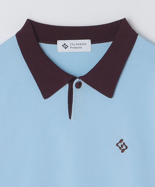 City Ambient Products（シティアンビエントプロダクツ）の「City Ambient Products:〈手洗い可能〉14ゲージ レーヨン ナイロン ワンポイント ニットポロ（ニット/セーター・メンズ・ブラウン/ホワイト/サックスブルー/ネイビー・LARGE/MEDIUM/SMALL）」の9枚目の写真