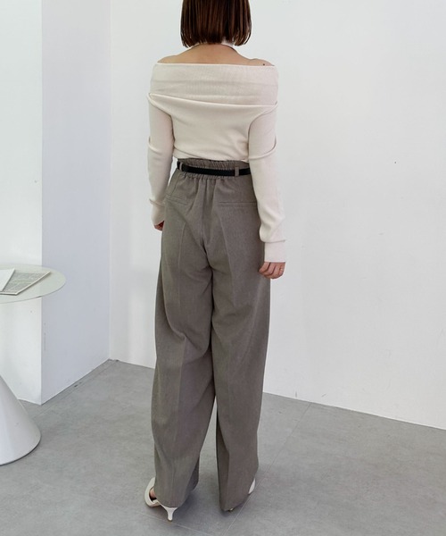 archives（アルシーヴ）の「ベルト付ワイドタックスラックス（スラックス・レディース・ベージュ/チャコールグレー/モカ・MEDIUM）」の11枚目の写真