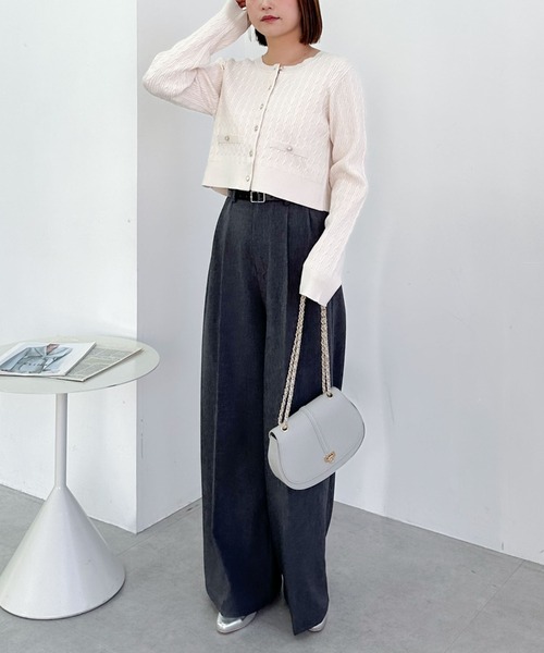 archives（アルシーヴ）の「ベルト付ワイドタックスラックス（スラックス・レディース・ベージュ/チャコールグレー/モカ・MEDIUM）」の19枚目の写真