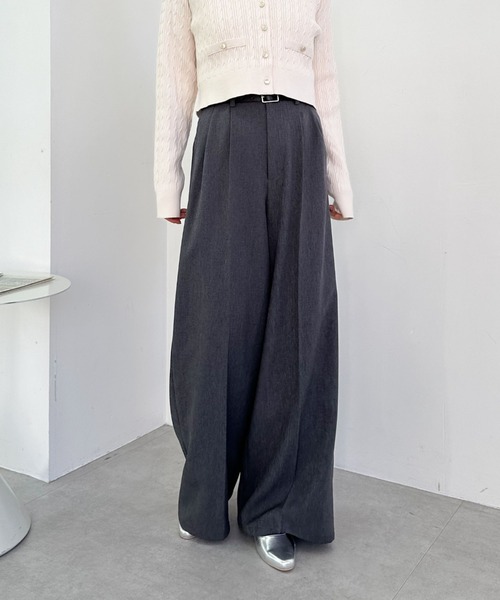archives（アルシーヴ）の「ベルト付ワイドタックスラックス（スラックス・レディース・ベージュ/チャコールグレー/モカ・MEDIUM）」の13枚目の写真
