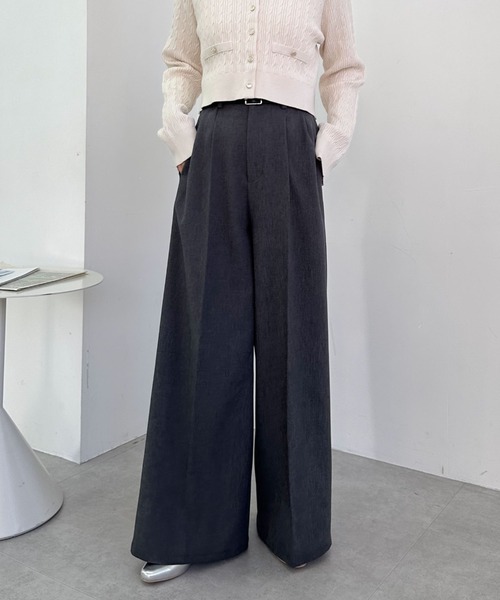 archives（アルシーヴ）の「ベルト付ワイドタックスラックス（スラックス・レディース・ベージュ/チャコールグレー/モカ・MEDIUM）」の12枚目の写真