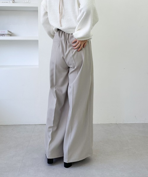 セール】ベルト付ワイドタックスラックス（スラックス