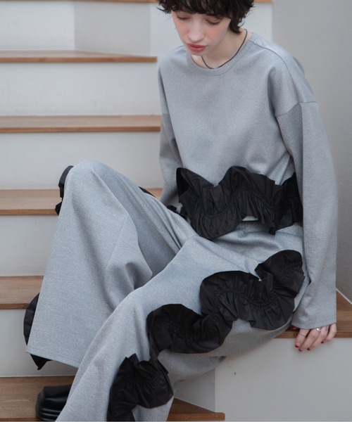 セール】ウェーブドッキングショート丈トレーナー/SETUP（スウェット