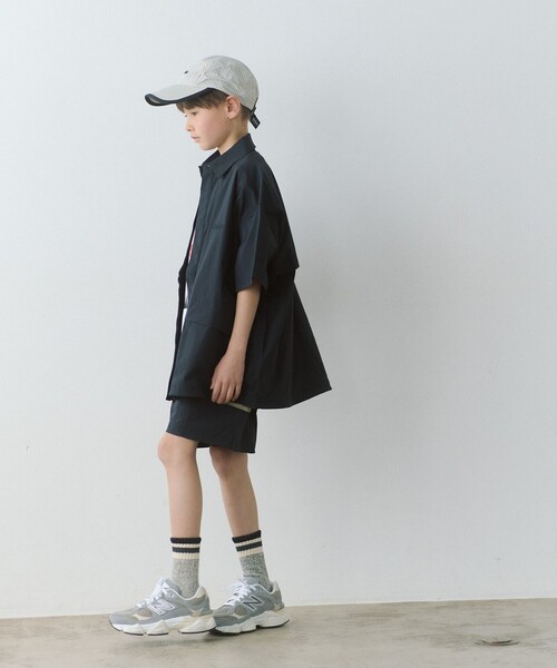 WILD THINGS(ワイルドシングス)の「【別注】<WILD THINGS>ショートスリーブ ジップ シャツ / キッズ 140cm-160cm(シャツ/ブラウス・キッズ・ブラック/オリーブ・L(160cm)/M(140-150cm))」の11枚目の写真