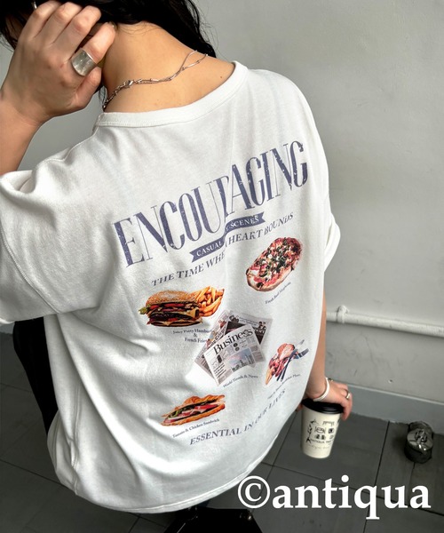 antiqua（アンティカ）の「ヴィンテージ風ロゴTシャツ（Tシャツ/カットソー・レディース・ホワイト系その他/ブラック系その他2/ホワイト系その他2/ブラック系その他・P/R）」の2枚目の写真
