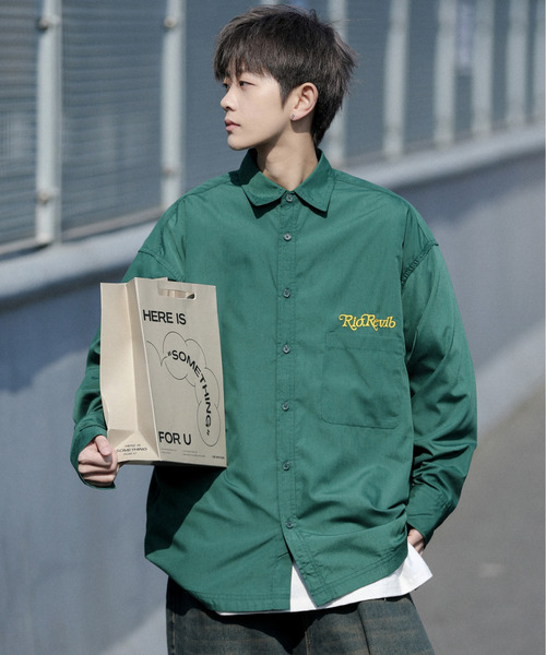 [neos] Loose Sleeve Ette Wanpoint логотипная вышитая бордовая лонгслив футболка
