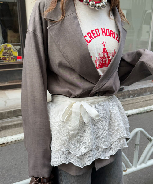 CIAOPANIC(チャオパニック)の「【She desires...】マルチWAYフリルレース(Tシャツ/カットソー・レディース・オフホワイト・FREE)」の6枚目の写真