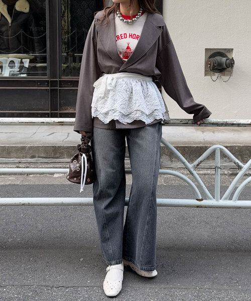 CIAOPANIC(チャオパニック)の「【She desires...】マルチWAYフリルレース(Tシャツ/カットソー・レディース・オフホワイト・FREE)」の7枚目の写真