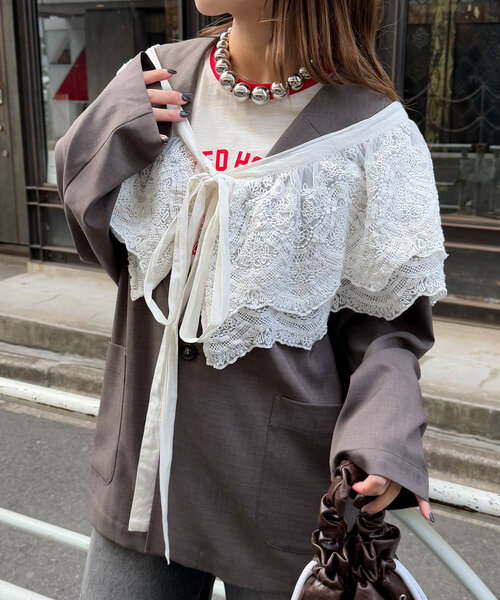 CIAOPANIC(チャオパニック)の「【She desires...】マルチWAYフリルレース(Tシャツ/カットソー・レディース・オフホワイト・FREE)」の8枚目の写真