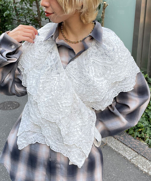 CIAOPANIC(チャオパニック)の「【She desires...】マルチWAYフリルレース(Tシャツ/カットソー・レディース・オフホワイト・FREE)」の17枚目の写真