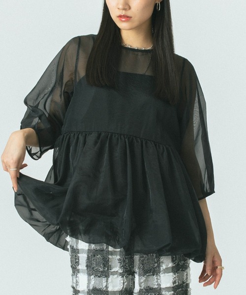 ROSE BUD(ローズバッド)の「SHEER LAYERED BLOUSE(シャツ/ブラウス・レディース・ブラック/ベージュ/ホワイト・ONE SIZE)」の3枚目の写真