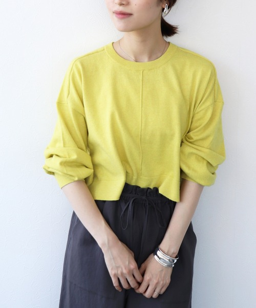 TITE IN THE STORE(ティテ インザ ストア)の「【洗える】クロップド丈ニットプルオーバー(ニット/セーター・レディース・ピンク/イエロー/グレー・38)」の3枚目の写真