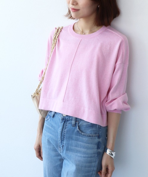 TITE IN THE STORE(ティテ インザ ストア)の「【洗える】クロップド丈ニットプルオーバー(ニット/セーター・レディース・ピンク/イエロー/グレー・38)」の21枚目の写真