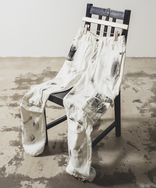 セール】【BENDER TOKYO】グランジ ペイント加工 ワイドカーゴパンツ