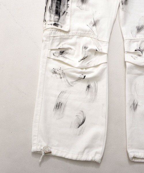 セール】【BENDER TOKYO】グランジ ペイント加工 ワイドカーゴパンツ