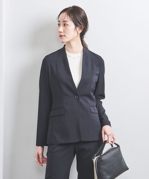 ユナイテッドアローズ FEEL FREE ノーカラー ジャケット スカート 黒 ノーカラージャケット