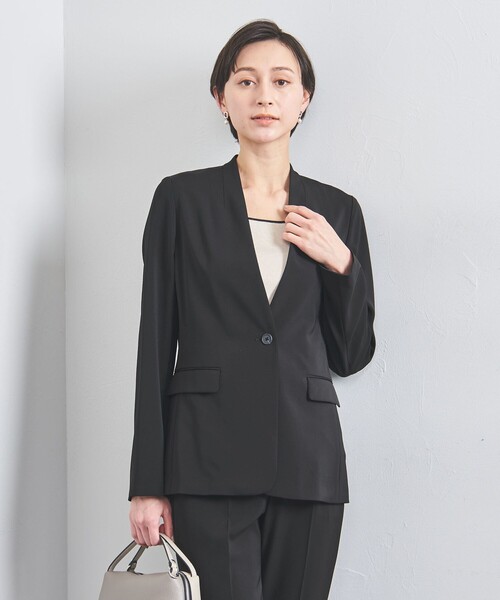 美品　UNITED ARROWS FEEL CLEAN Vノーカラー ジャケット FEEL CLEAN Vノーカラー ジャケット（ノーカラージャケット）｜UNITED