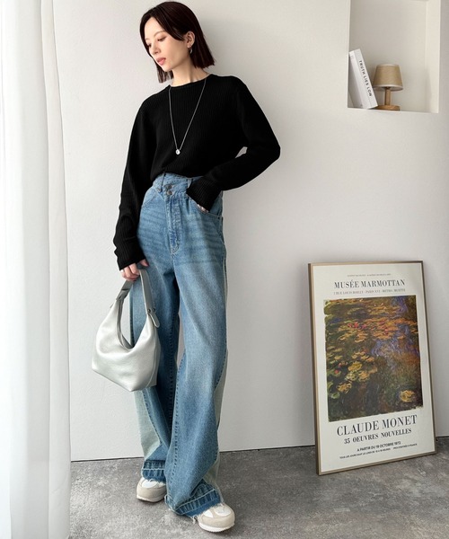 classicalelf(クラシカルエルフ)の「秋を先取り☆上品に華奢魅せできる着映えトップス。シンプルライトリブニットカットソー(半袖)(長袖)(Tシャツ/カットソー・レディース・ブルー/ベージュ/グレイッシュベージュ/オフホワイト/チャコール/ブラック/ブラウン系1/ベージュ系1/グレー系1/ブラック系1/ホワイト系1・MEDIUM/LARGE/X-LARGE/SMALL)」の17枚目の写真
