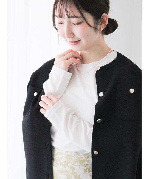 Te chichi TERRASSE（テチチテラス）の「テレコクルートップス《2025spring catalog item》（Tシャツ/カットソー・レディース・オフホワイト/ブラック/ミント・F）」の2枚目の写真