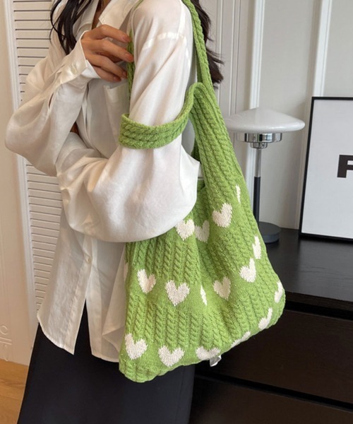 SallyLunn(サリーラン)の「ハート柄ショルダーバッグ(ショルダーバッグ・レディース・ブルー/グリーン/ホワイト/ベージュ・FREE)」の9枚目の写真