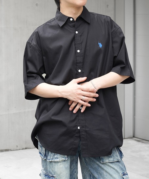 U.S. POLO ASSN.(ユーエスポロアッスン)の「【US POLO ASSN】ベーシック / オンブレチェック / ストライプ ビッグシルエット半袖シャツ ユニセックス(Tシャツ/カットソー・メンズ・ブラック系その他/ブラック/サックスブルー/ホワイト/ブルー系その他・M/L/XL)」の16枚目の写真
