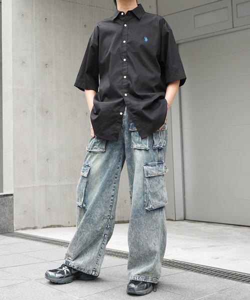 U.S. POLO ASSN.(ユーエスポロアッスン)の「【US POLO ASSN】ベーシック / オンブレチェック / ストライプ ビッグシルエット半袖シャツ ユニセックス(Tシャツ/カットソー・メンズ・ブラック系その他/ブラック/サックスブルー/ホワイト/ブルー系その他・M/L/XL)」の18枚目の写真