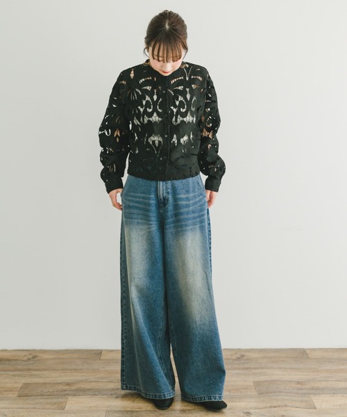 ITEMS URBANRESEARCH（アイテムズ アーバンリサーチ）の「レースクロップドシャツ（シャツ/ブラウス・レディース・ホワイト/ブラック・FREE）」の7枚目の写真