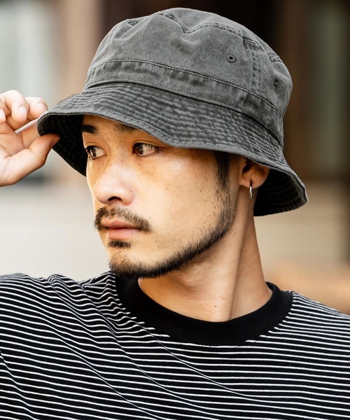 newhattan(ニューハッタン)の「NEWHATTAN ニューハッタン Bucket Hat pigment dyed ピグメントダイバケットハット(ハット・メンズ・チャコールグレー/ブラック/カーキ/オリーブ/バーガンディー/ダークブラウン/ピンク/レッド/ネイビー/オレンジ/サンドベージュ・S/L)」の2枚目の写真