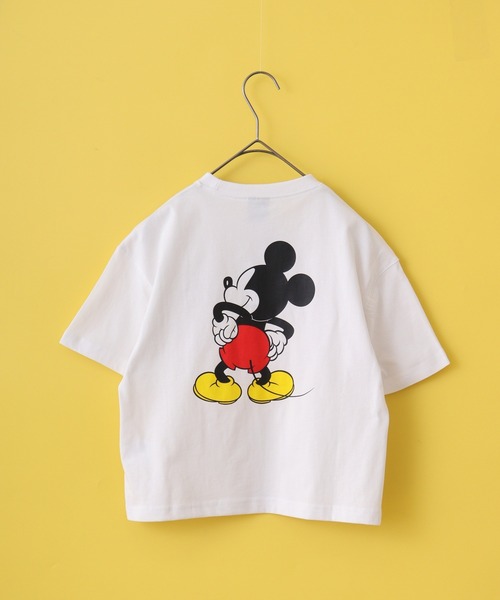 MICKEY MOUSE（ミッキーマウス）の「MICKEY MOUSE ミッキーマウス オーバーＴシャツ KIDS（Tシャツ/カットソー・キッズ・ホワイト系1/ホワイト系2/チャコールグレー/アッシュグレー/ダークグリーン/オフホワイト/チャコールアッシュ/杢グレー/ヘザーチャコール/ホワイト系3/ベージュ/ネイビー/モカ/チャコール/ダークグリーン系1/ネイビー系1・110/120/130/140/150/160）」の4枚目の写真