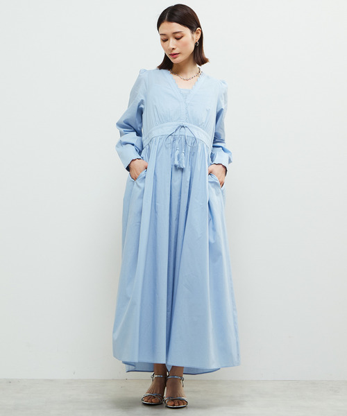 SOFFITTO（ソフィット）の「スカラデザインマキシワンピース（ワンピース・レディース・ライトブルー/ブラック/オフホワイト・S/M）」の10枚目の写真