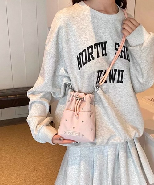 pumpkin port（パンプキンポート）の「ビジュー付き ミニサコッシュ ショルダーバッグ（ショルダーバッグ・レディース・ピンク/イエロー/ベージュ/ブラック/グレー/ブルー/ブラウン/ホワイト×ブラック/ブラック×ゴールド・FREE）」の17枚目の写真