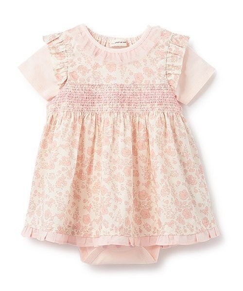 sense of wonder(センスオブワンダー)の「小花スモッキングボディスーツセット(ロンパース・キッズ・ブルー/ピンク・70-80cm)」の2枚目の写真