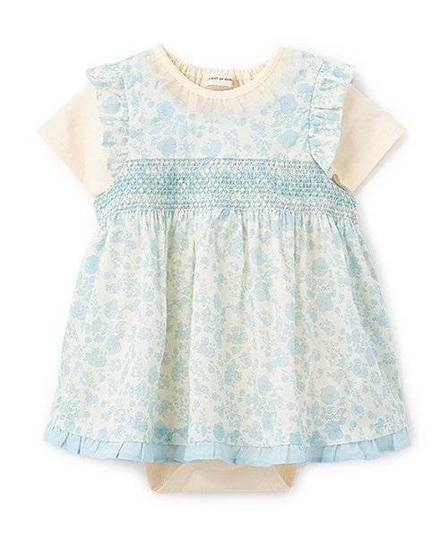 sense of wonder(センスオブワンダー)の「小花スモッキングボディスーツセット(ロンパース・キッズ・ブルー/ピンク・70-80cm)」の1枚目の写真