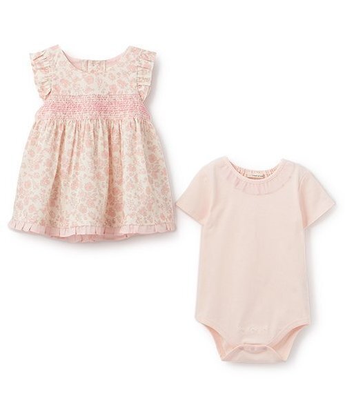 sense of wonder(センスオブワンダー)の「小花スモッキングボディスーツセット(ロンパース・キッズ・ブルー/ピンク・70-80cm)」の4枚目の写真