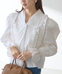 【ZOZO限定】アシメレースデザインショルダーブラウス