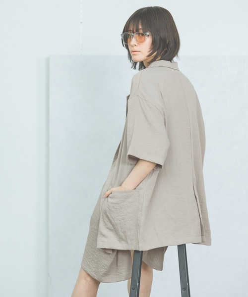 LAKOLE（ラコレ）の「【セットアップ対応・多機能付き】ハーフスリーブシアーWジャケット / 327796（テーラードジャケット・レディース・アイボリー/グレイッシュベージュ/チャコールグレー/オリーブ/ブラウン・FREE）」の17枚目の写真